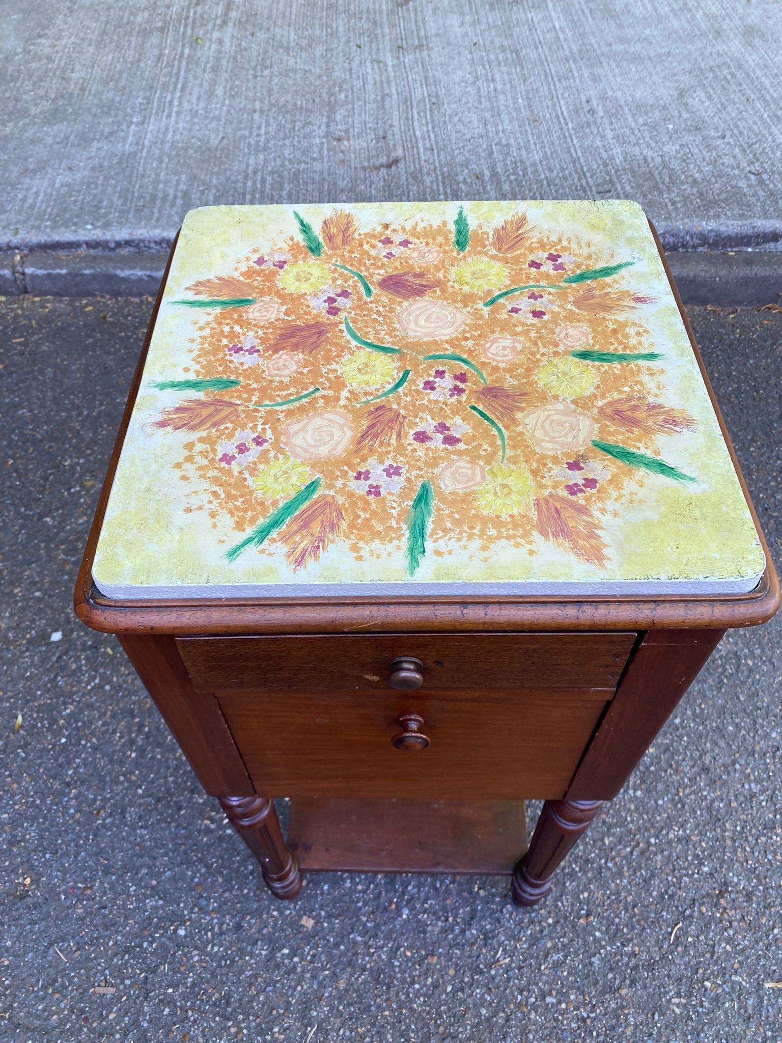 19th-century solid wood Henri II bedside table