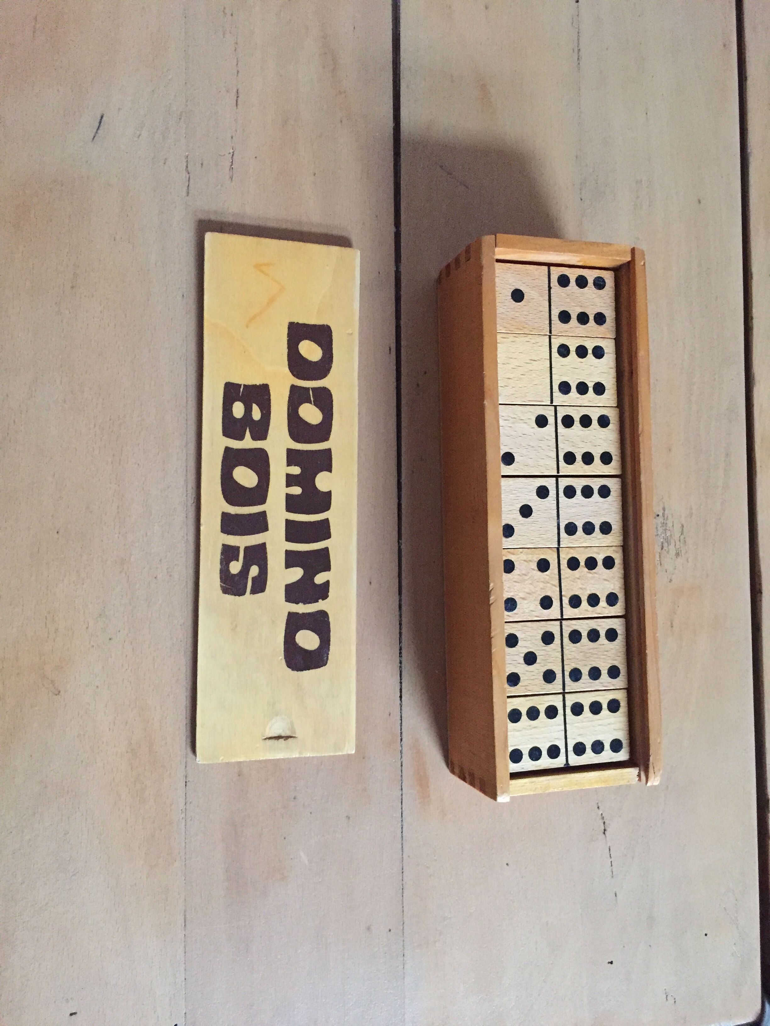 Old wooden dominoes game