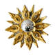 Applique forme fleur, en bois sculpté doré et verre, années 70