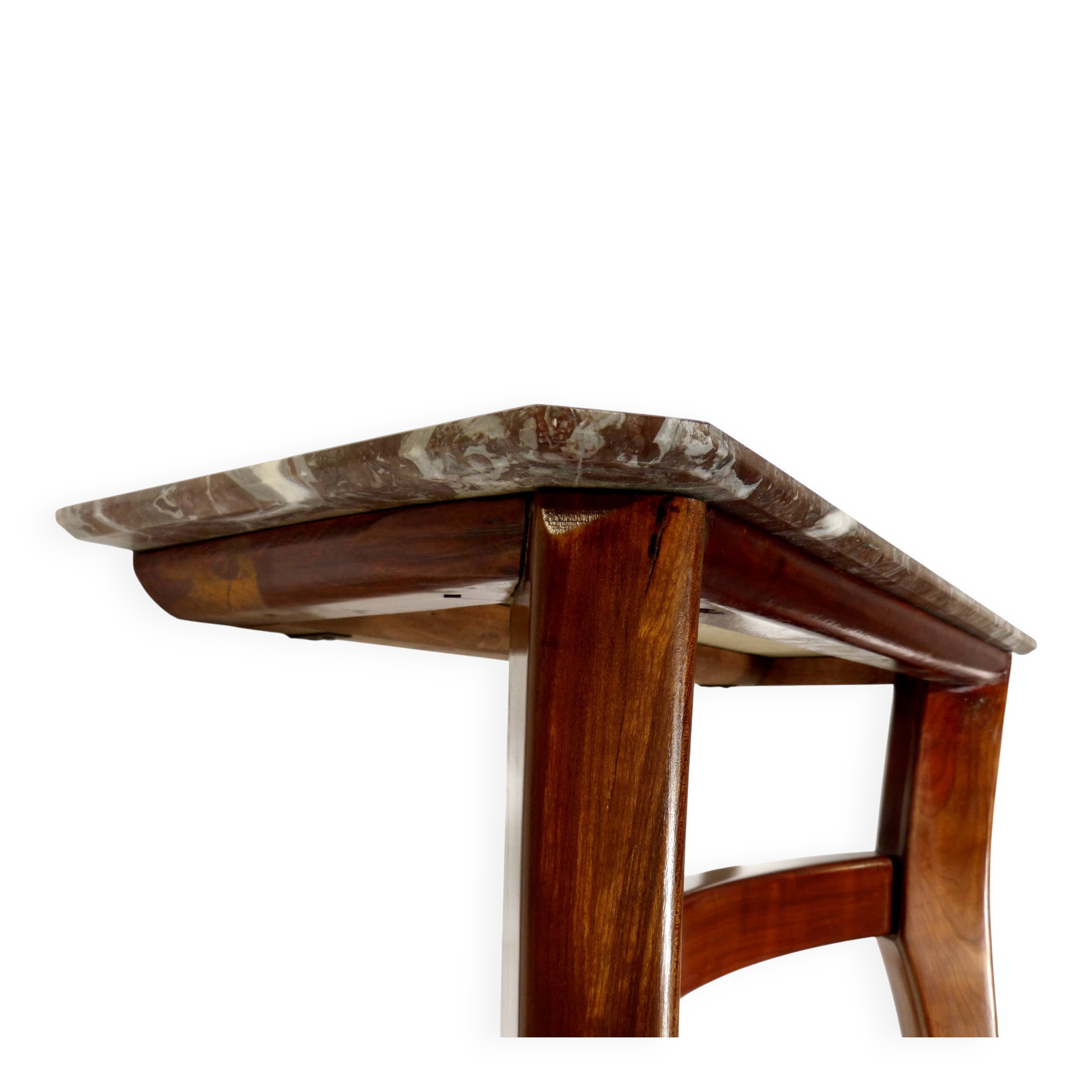 Italian Midcentury Console In Mahogany And Marble