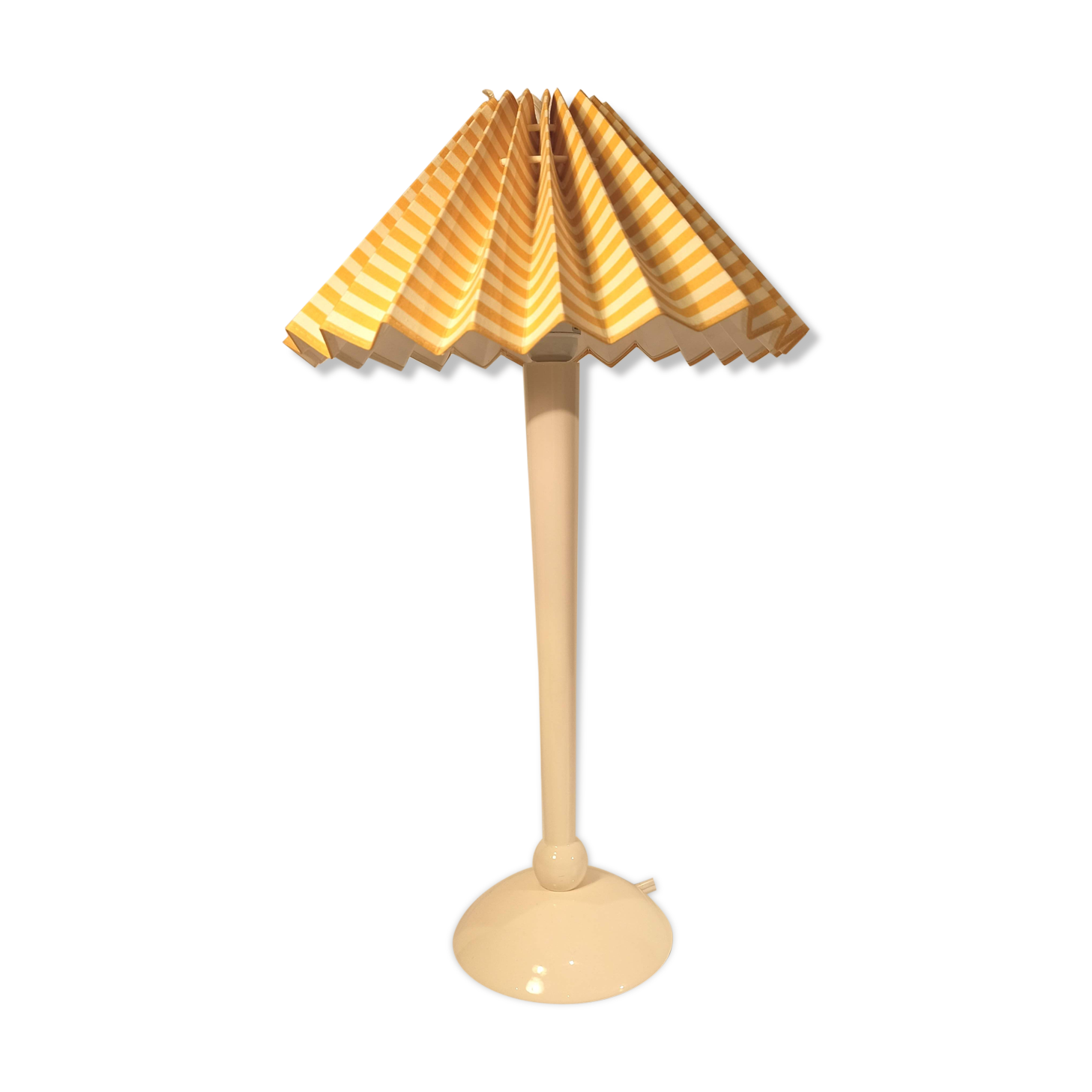 Vintage striped yellow white table lamp 1960s