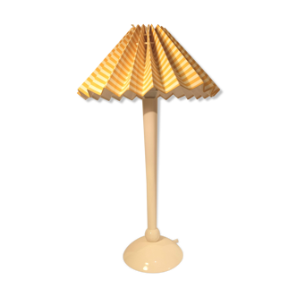 Vintage striped yellow white table lamp 1960s