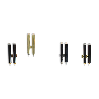 Nickel-plated brass wall lights by Lumière Bologna, 1960s, set of 4.