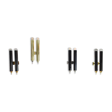 Nickel-plated brass wall lights by Lumière Bologna, 1960s, set of 4.