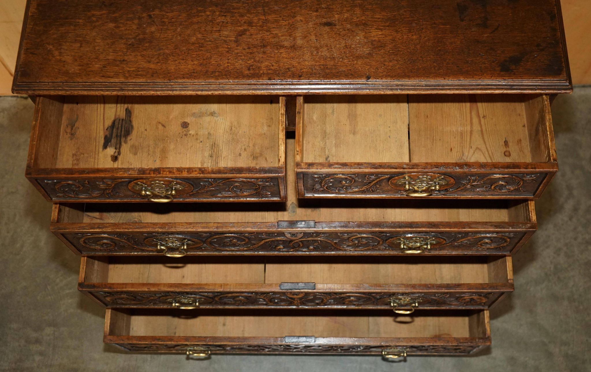 Victorian oak commode finely carved.