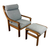 EMC Furniture teak highback easy chair & footstool Denmark 1970’s