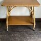 Side table provence 1960 in rattan and plyvood on wheels