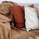Plaid tissé main 100% pure laine de lama mocha
