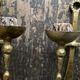 Pair of XXL torchlight sconces in golden beaten iron Italian work 1960