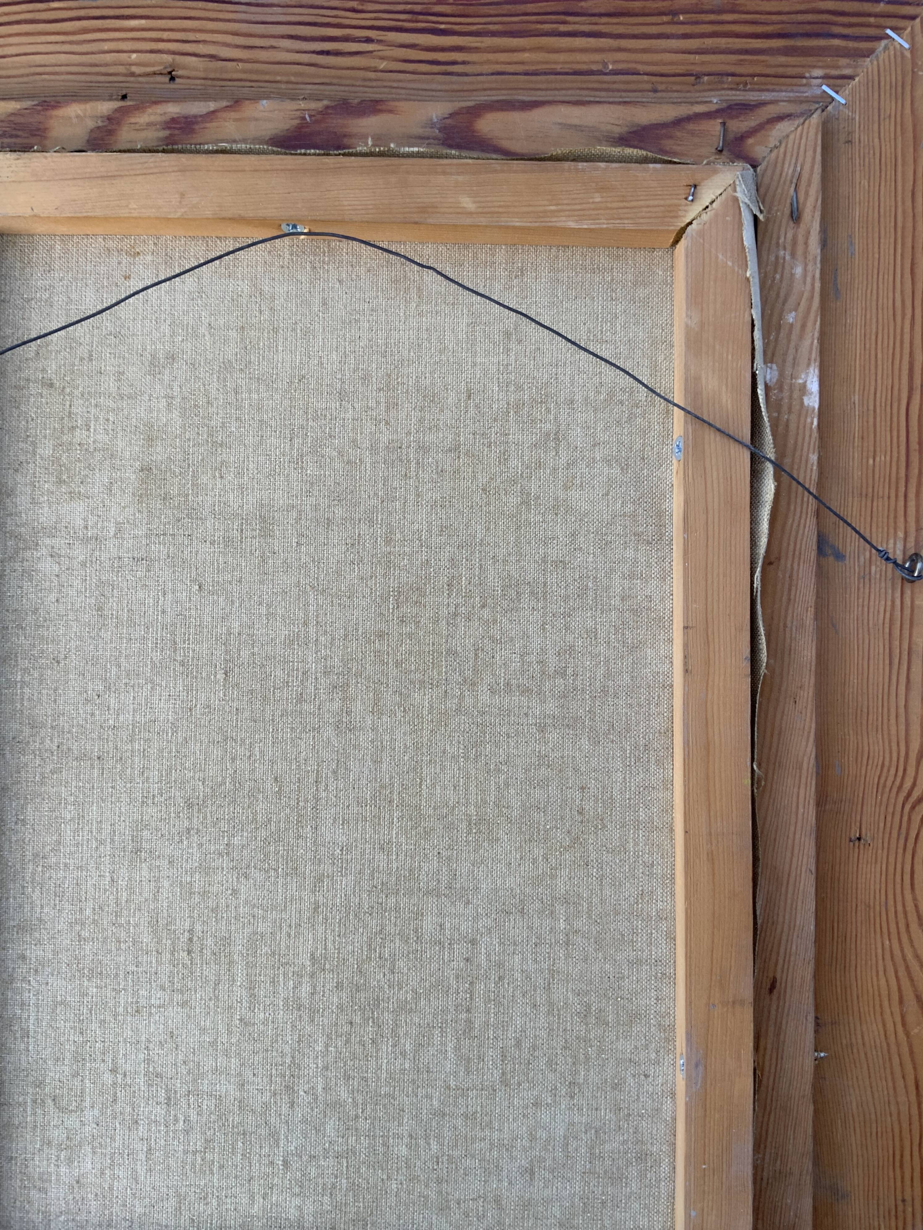 Vintage Modernists Landscape Oil on Canvas signed by F.H. 1950s