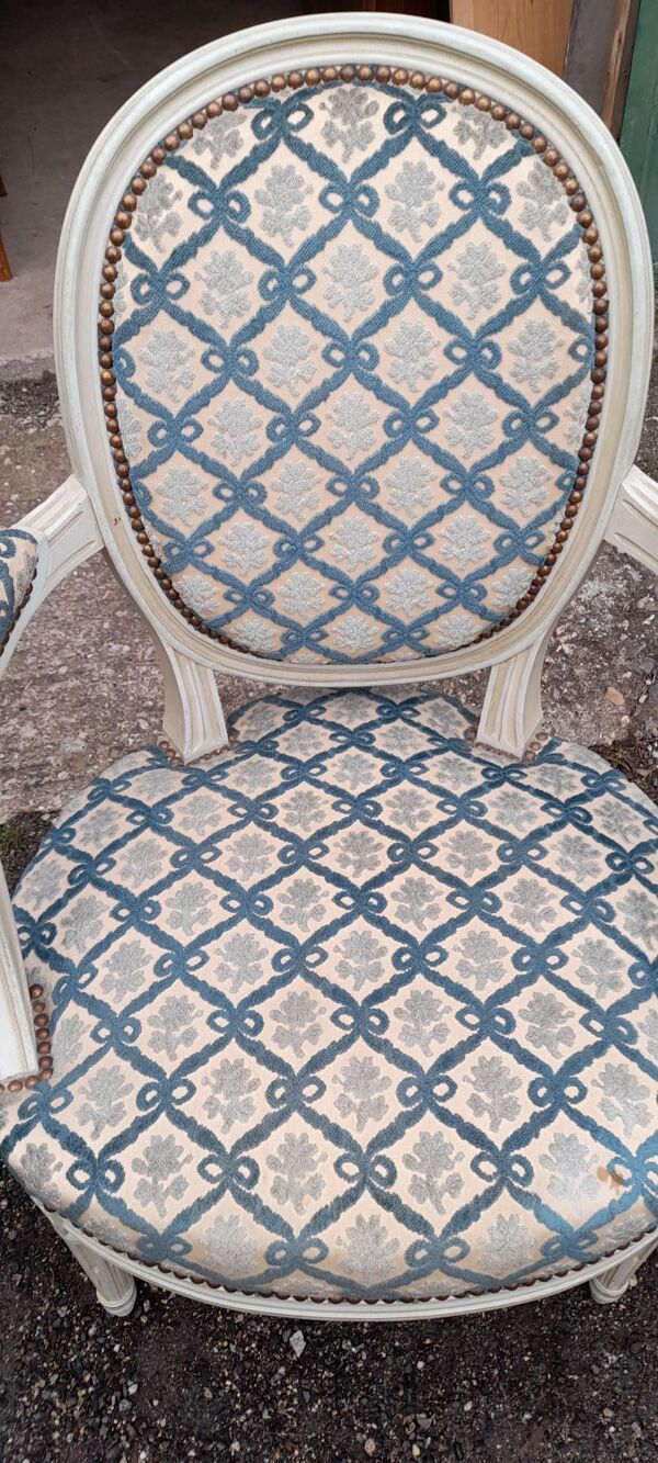 Paire de fauteuils médaillons Louis XVI