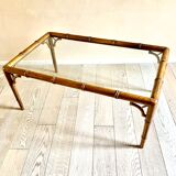 Glass and bamboo coffee table