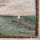 Huile sur carton "Le Croisic jetée en bord de mer", début XXe