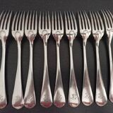 Set of 9 Christofle forks in silver metal