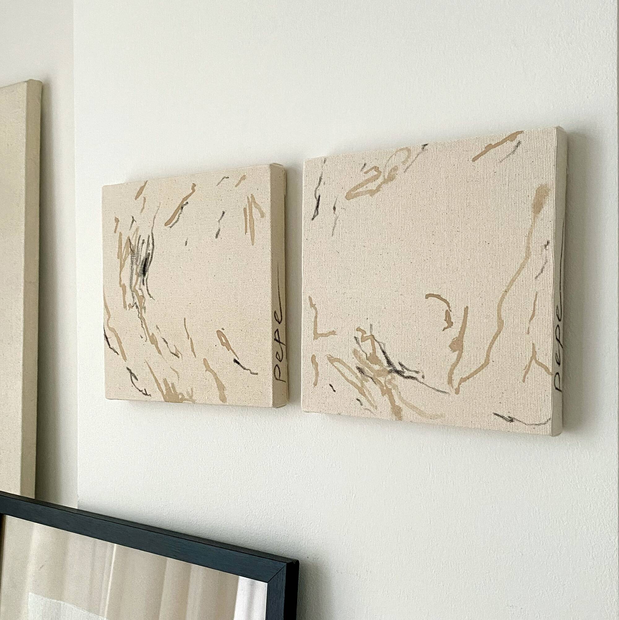 Set of abstract painting on canvas, 20x20cm