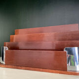 Art deco mail rack mahogany and chrome