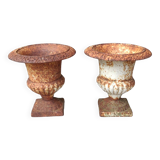 Paire anciens petits vases Médicis en fonte