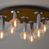 Vintage lamp of the 70s design in chrome glass space age