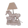 Lampe en ceramique blanche sculpture de 2 chevaux