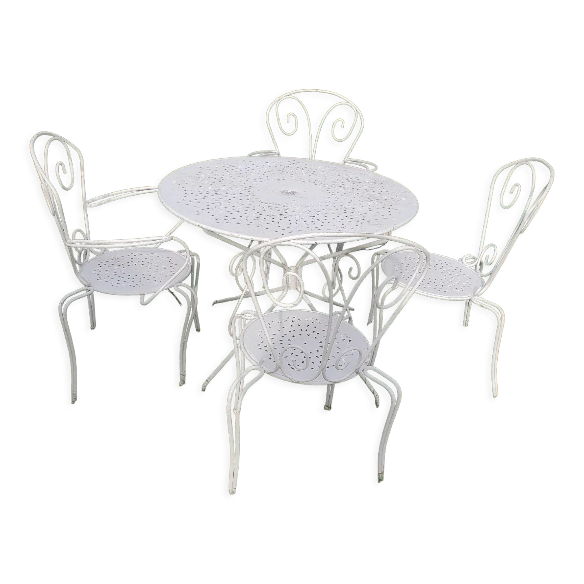 Salon de jardin fer 2 fauteuils 2 chaises 1 table