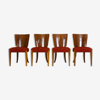 Art Deco H-214 Dining Chairs by Jindrich Halabala for ÚP Závody, 1950s, Set of 4