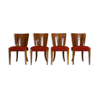 Art Deco H-214 Dining Chairs by Jindrich Halabala for ÚP Závody, 1950s, Set of 4