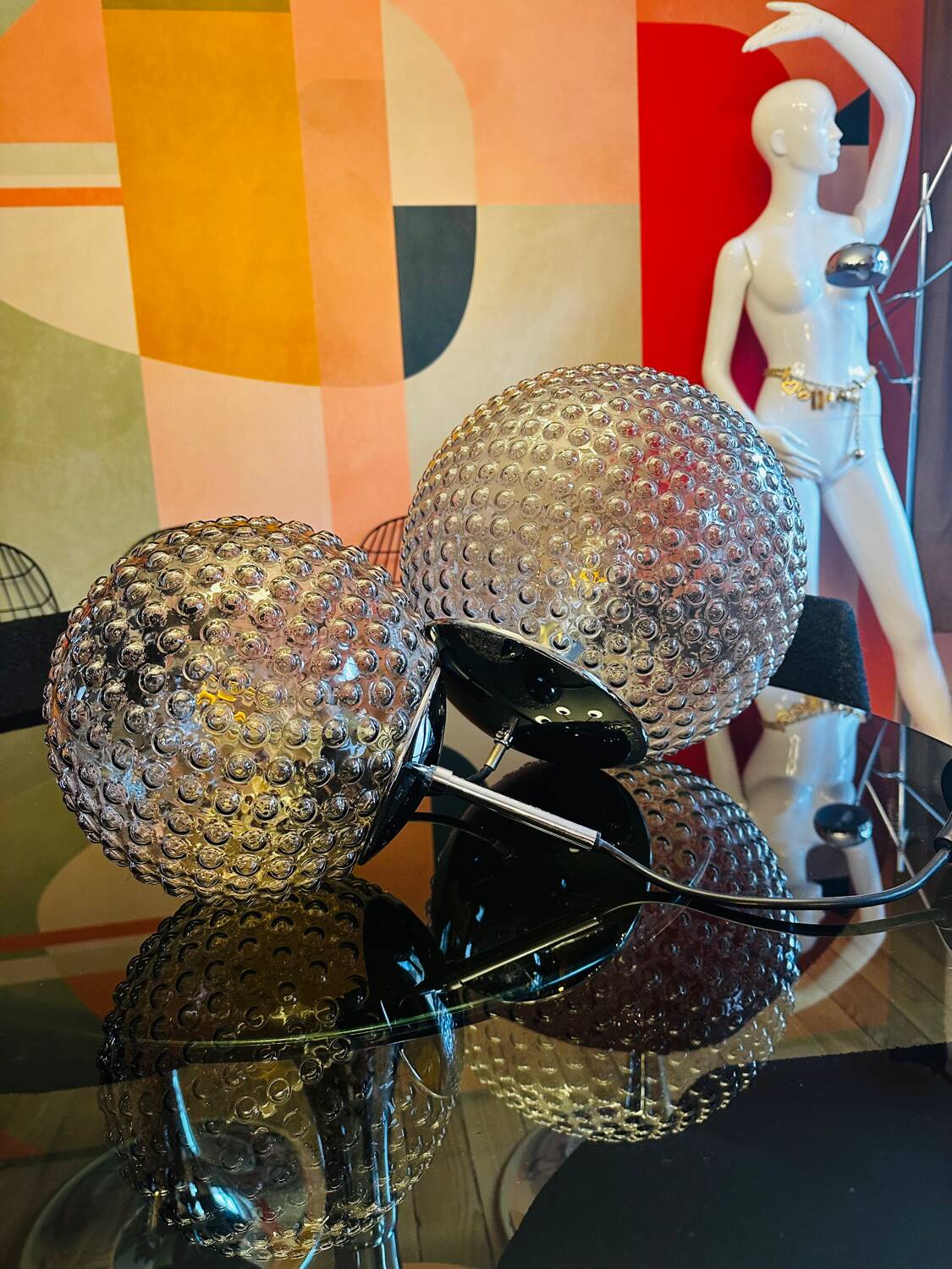 Pair of vintage chandeliers Design Motoko Ishi Rolf Kruger