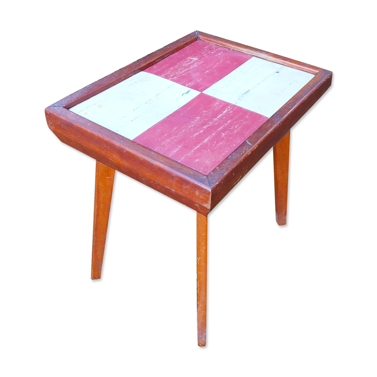Table vintage en bois pieds compas