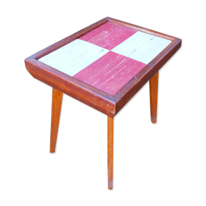 Table vintage en bois - pieds compas