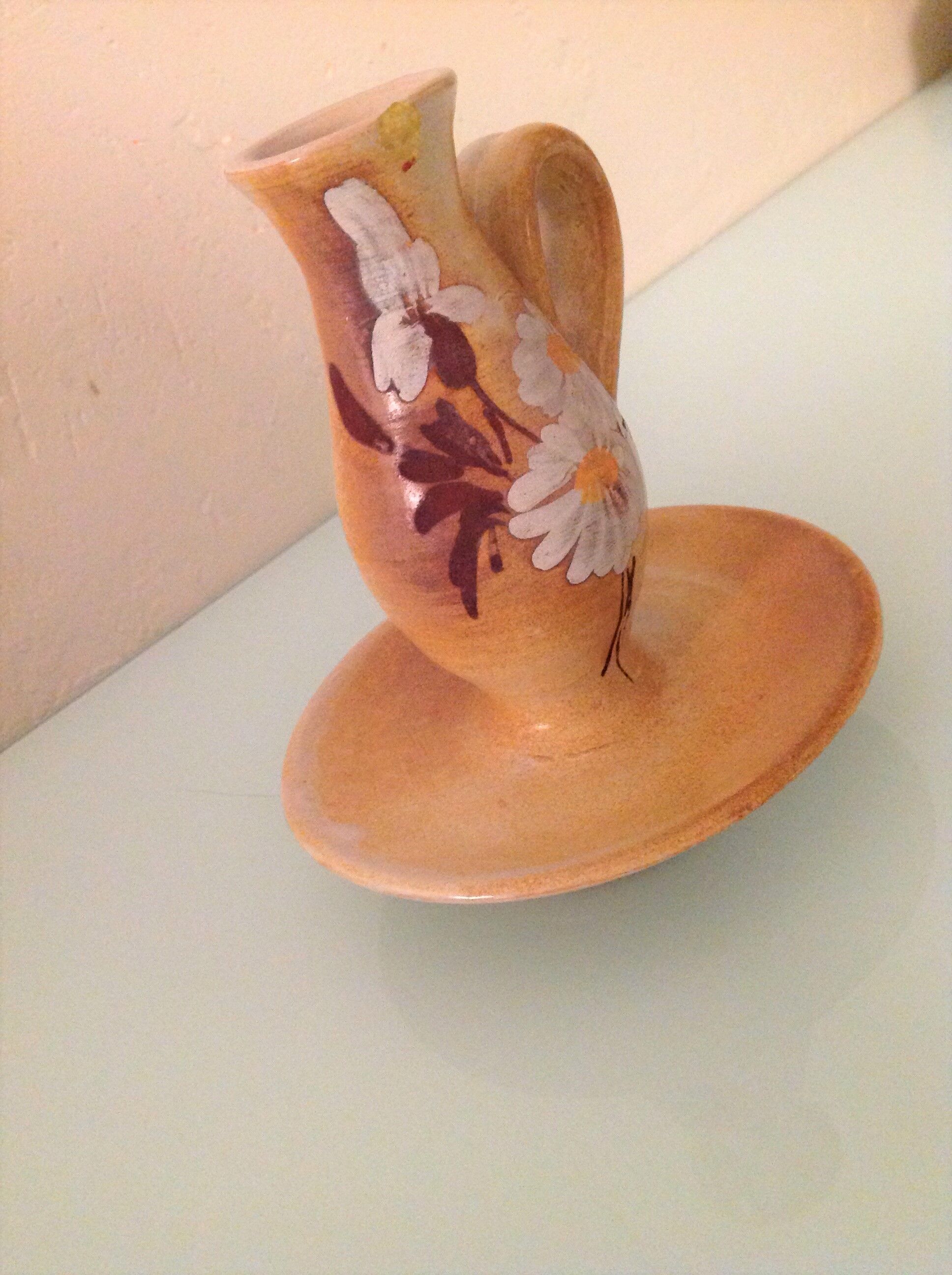 Cellar rat candle holder in beige ceramic from Vallauris, vintage 60s-70s