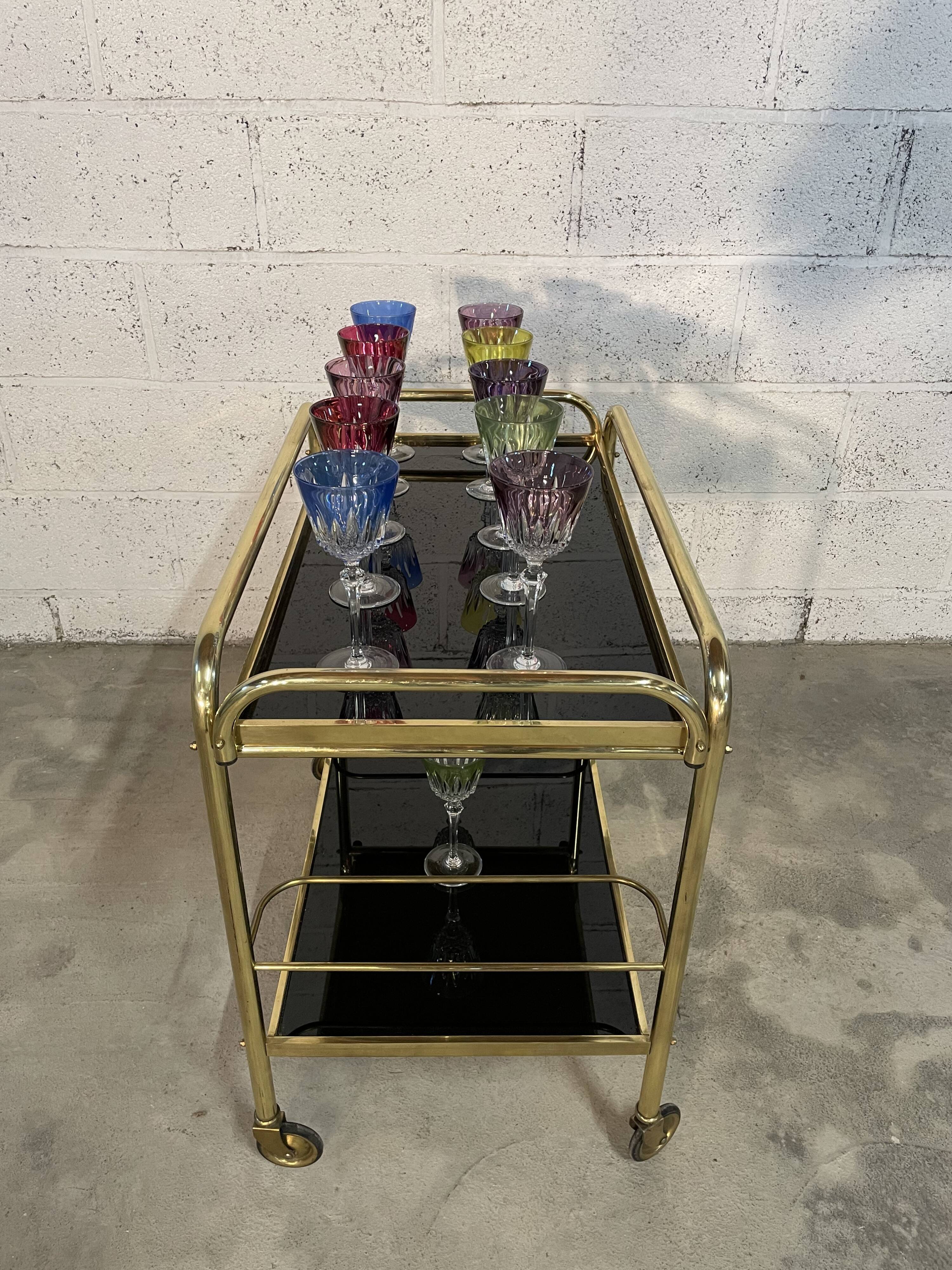 Vintage golden and black rolling service 1970s
