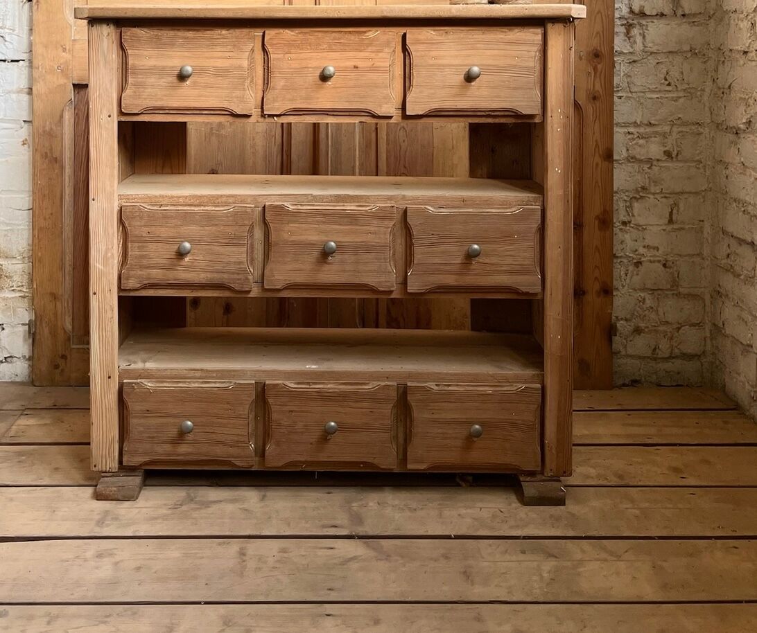 Old workshop furniture with 9 drawers
