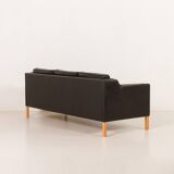 Stouby black leather sofa, Denmark 1970s