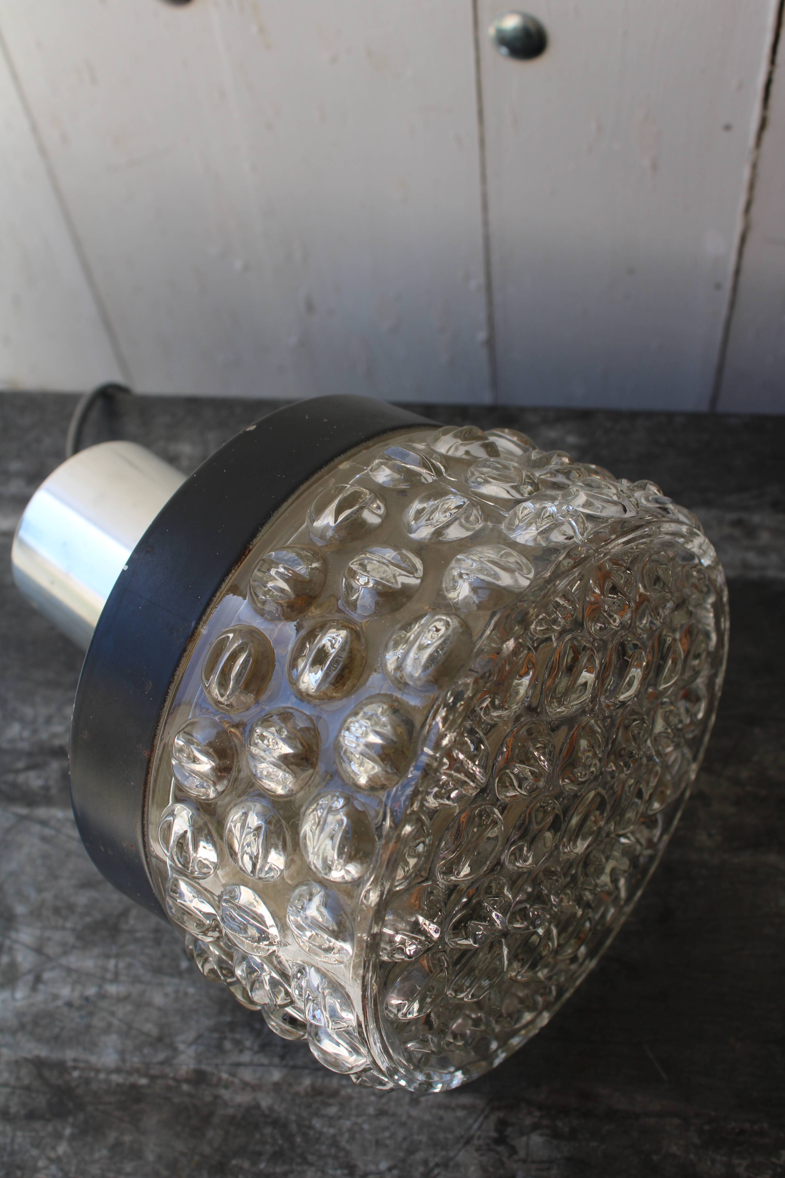 Vintage moulded glass hanging lamp