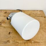 Vintage aluminium industrial lamp with milk glass, 1970s