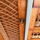 Oak and rattan wardrobe / chest of drawers