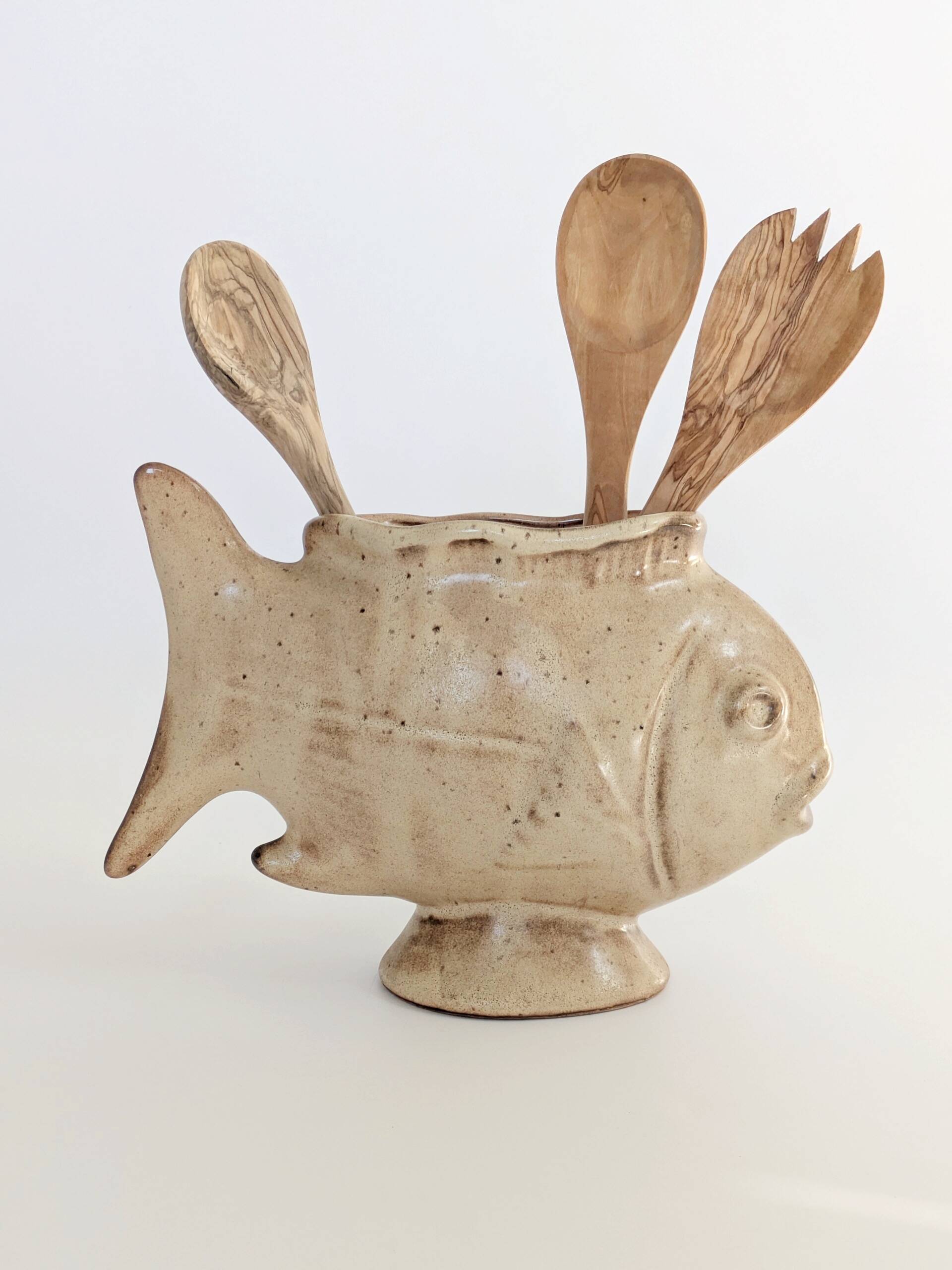 Vintage fish-shaped pot, French ceramic, 1960s