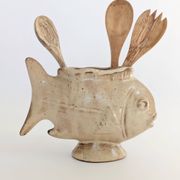 Vintage fish-shaped pot, French ceramic, 1960s