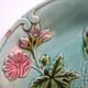 Green background dabbling plate, Art Deco Salins, parakeet and pink lavaters