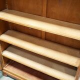 Vintage wooden glass bookcase cabinet