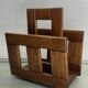 Midcentury brutalist oak magazine rack or holder, Dutch ca 1960s