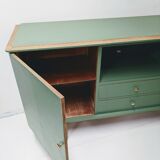 Vintage wooden and green sideboard