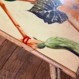 Rattan coffee table and fruits and vegetables