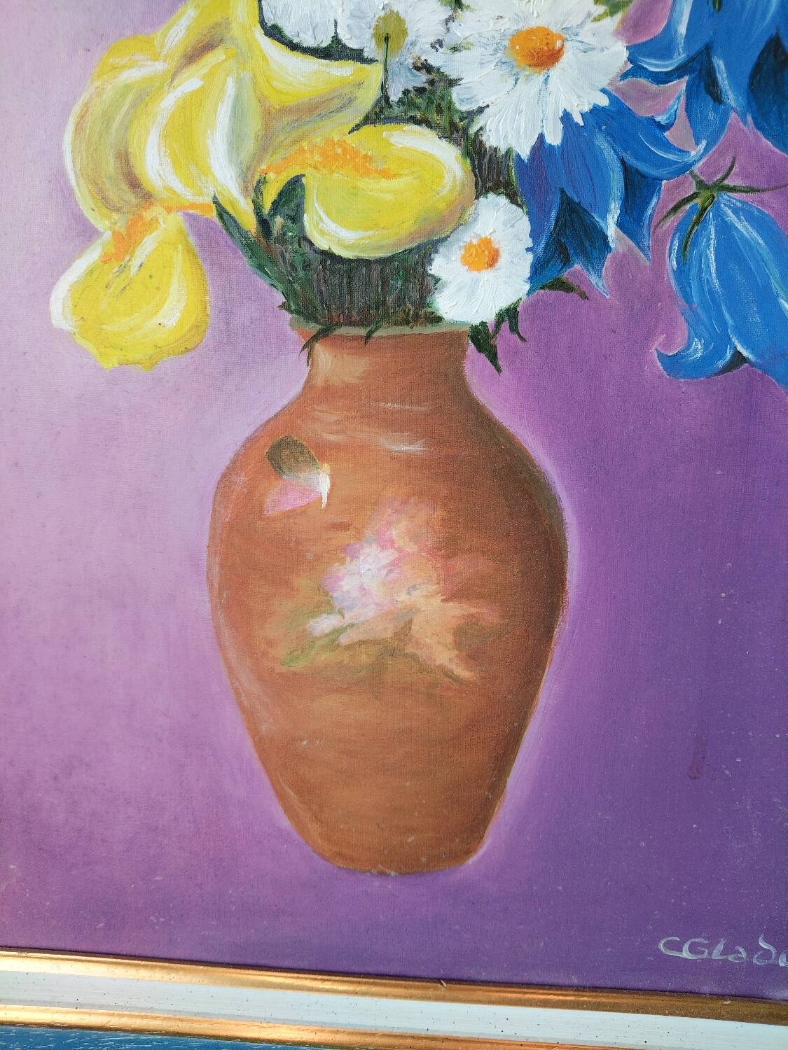 Framed floral oil on canvas – Vintage still life