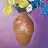 Framed floral oil on canvas – Vintage still life