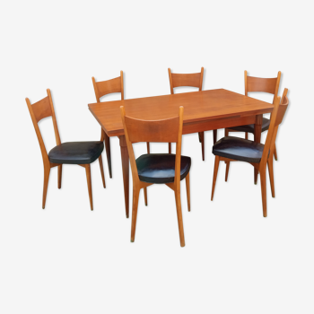 Set 50s/60s teak table and chairs