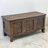 Antique solid oak storage bench