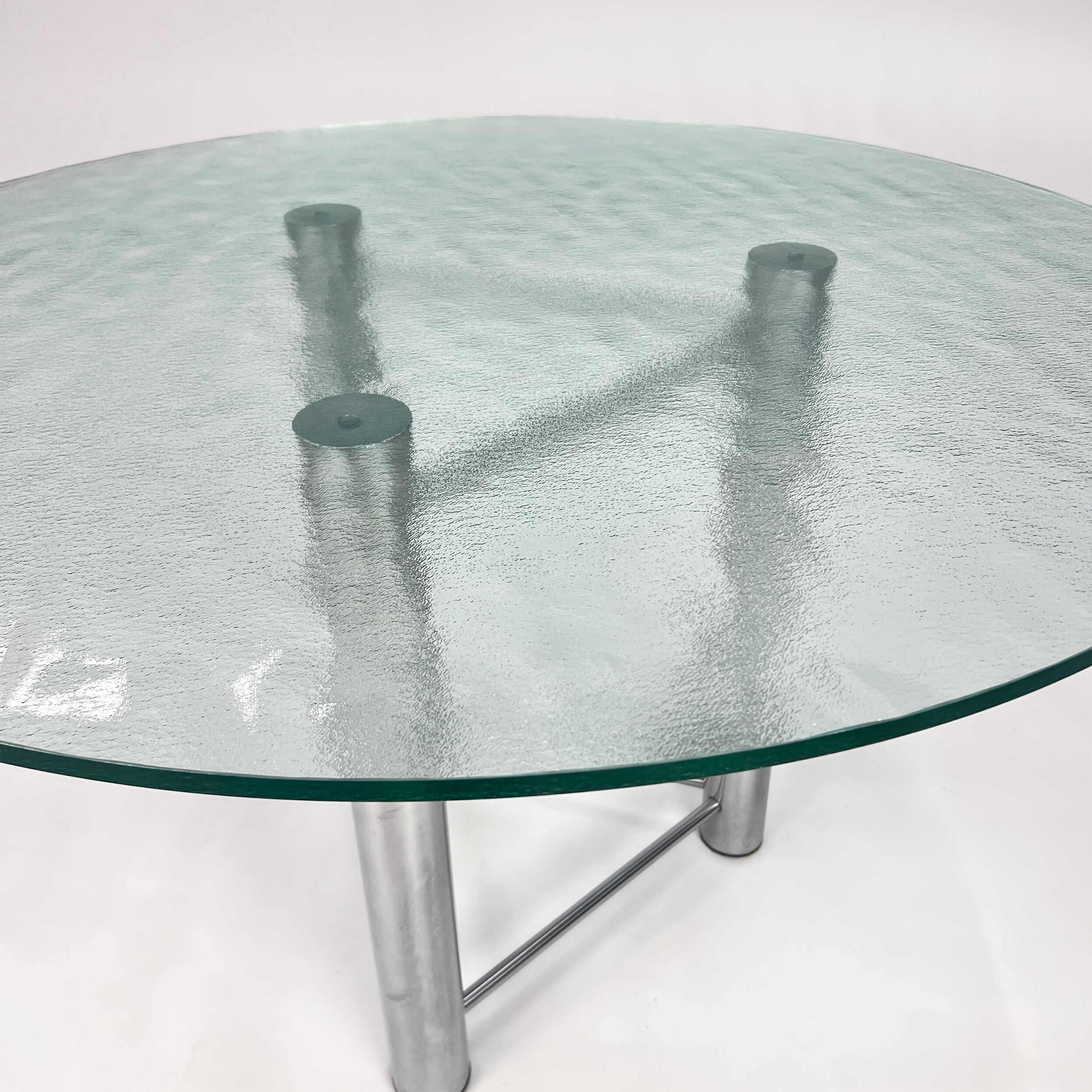 Postmodern Italian Steel and Glass Dining Table, 1980s