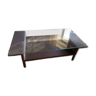 Coffee table rattan wicker glass