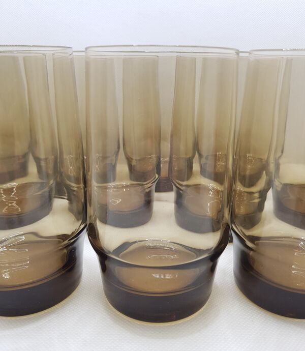 24 verres Hi-ball fumés du milieu du siècle
